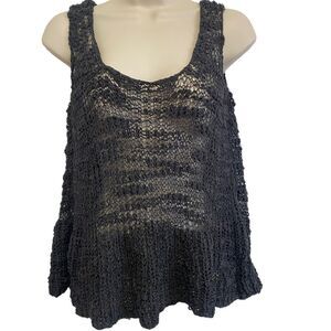 LELLA NELSON Gray Crochet Sleeveless Tank Top